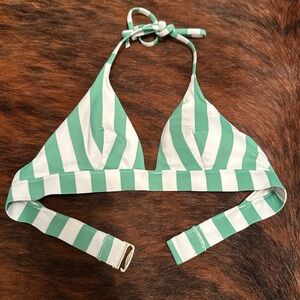 Victoria's Secret Green and White Striped Bikini Top